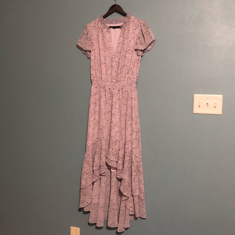 1.State Purple Wildflower Bouquet High-Low Dress